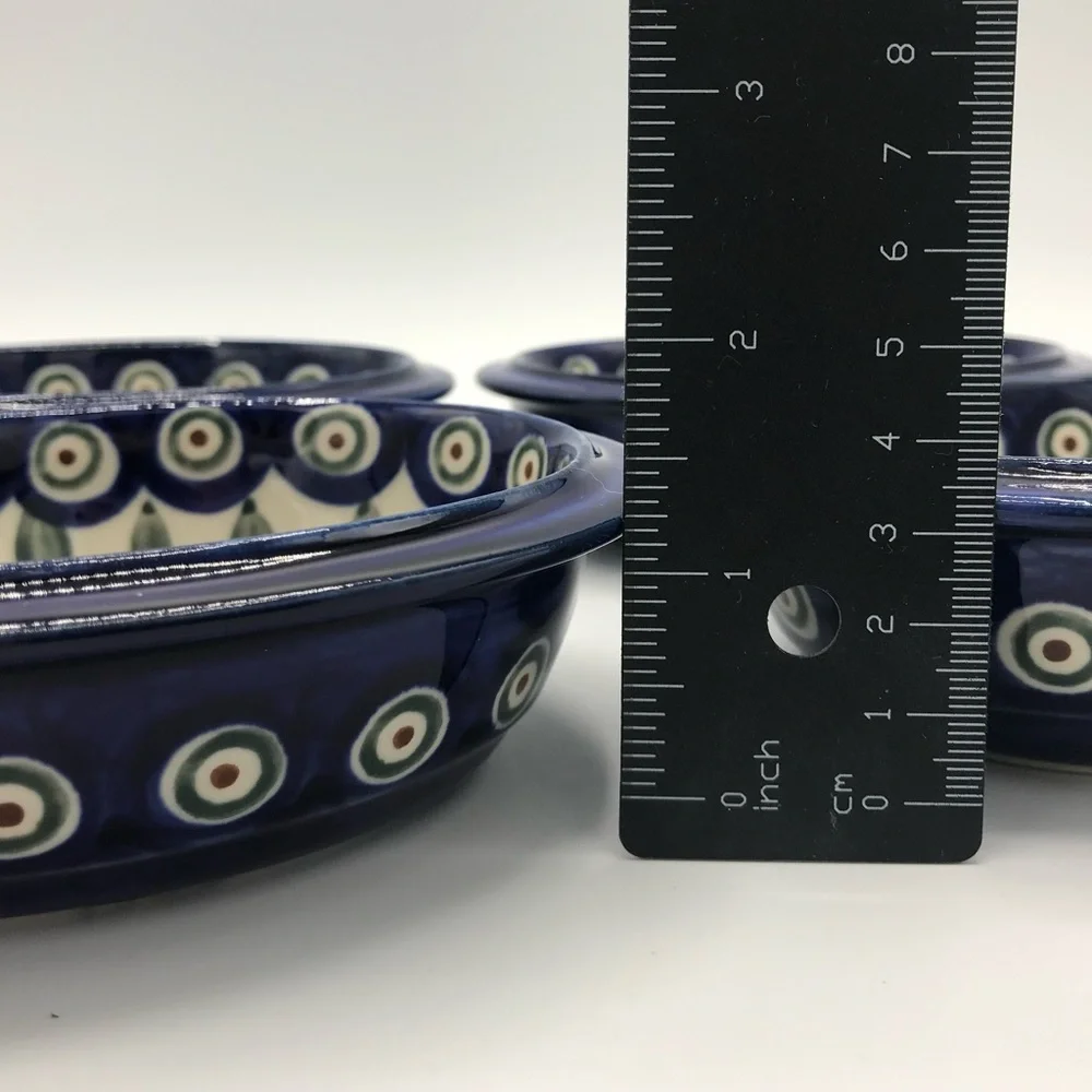 Polish Pottery Peacock Leaves Set of Four Bowls NWT - Picture 3 of 8